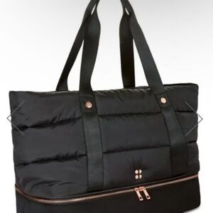 Sweaty Betty Luxe Gym Bag Black Quilted Weekender Yoga
